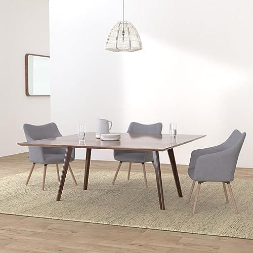 CLP Chaise De Salle A Manger McCoy V2 Tissu avec Accoudoir I Rembourrage Confortable I Fauteuil De Salon Piétement Bois I Chaise Scandinave, Couleur:Gris, Couleur du Cadre:Natura