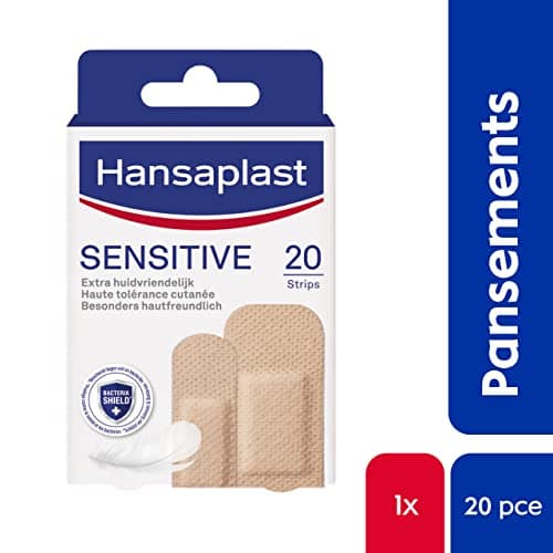HANSAPLAST Sensitive Pansements hypoallergéniques peaux claires (1 x 20 pces), Pansements universels respirants et résistants, Pansements prédécoupés pour peaux claires