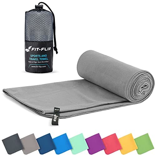 Fit-Flip Serviette Microfibre - Serviette Sport Musculation - Serviette Piscine compacte, Ultra-légère et Rapidement sèche - Serviette de Bain Microfibre (1x 40x80cm Gris)