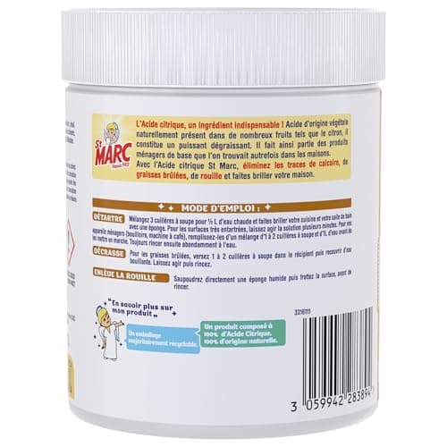 St Marc Acide Citrique Nettoyant Multi-Usage 100% d'Origine Naturelle - 500 g