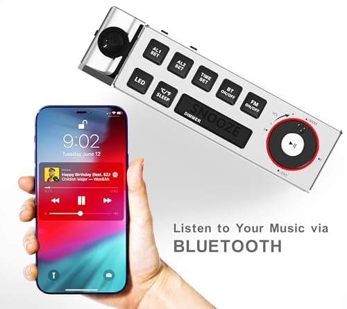 iTOMA Réveil de Projection avec Radio FM, Chargement USB, écran LED de 1,8 Pouces, Veilleuse, Double Alarme, Snooze, Contrôle de Gradation, Radio - Réveil de Chevet CKS509
