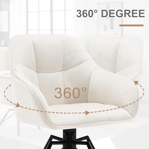 WOLTU Chaise Pivotante à 360°, Lot de 4, Chaise Salle à Manger, Chaise Scandinave, Chaise de Cuisine, Fauteuil Salle à Manger, en Velours, Assise Rembourrée, Pieds en Métal, Crème, BH365cm-4