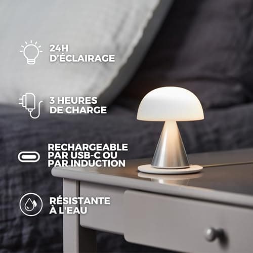 Lexon MINA M Lampe LED à poser sans fil rechargeable, de chevet ou bureau, à variateur d'intensité, jusqu'à 12h d'autonomie - Orange
