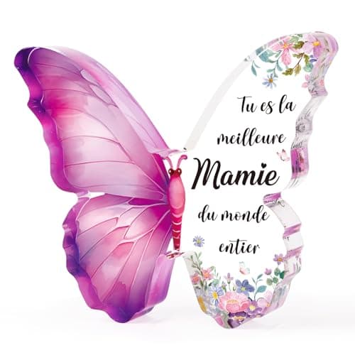 BETESSIN Cadeau Mamie "Tu es la Meilleure Mamie du Monde Entier", Cadeau Anniversaire Mamie, Cadeau Fête des Grand-Mères, Plaque Acrylique Gaufrée, Idée Cadeau Original Merci Mamie Noël
