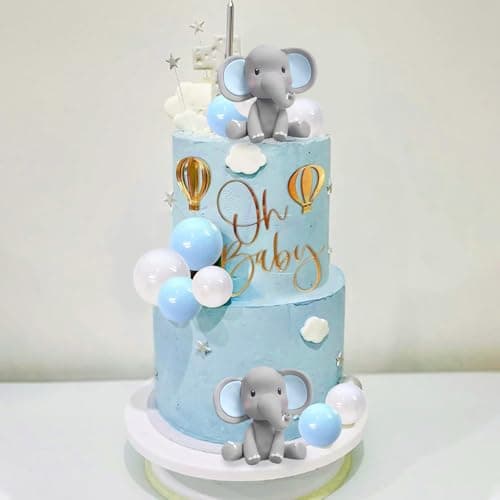 Éléphant Decoration Gateau Oh Baby, 21 Pièces Deco Gateau Anniversaire, Gâteau Topper Oh Baby Cake Topper Éléphant Décoration de Gâteau Bebe pour Bébé Enfants Fille Garçon Anniversaire Baby Shower