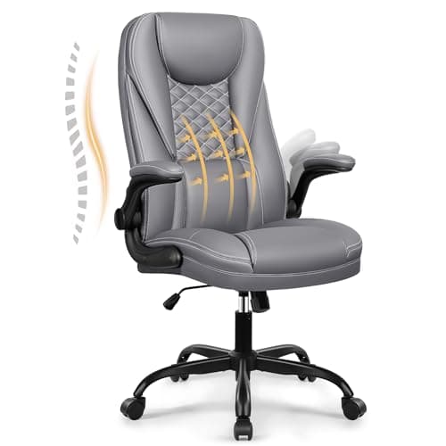 DoChair Chaise Bureau en Cuir Ergonomique Fonction d'oscillation 135°Chaise Pivotante Réglable en Hauteur avec Appui-tête Accoudoirs Réglables, Gris