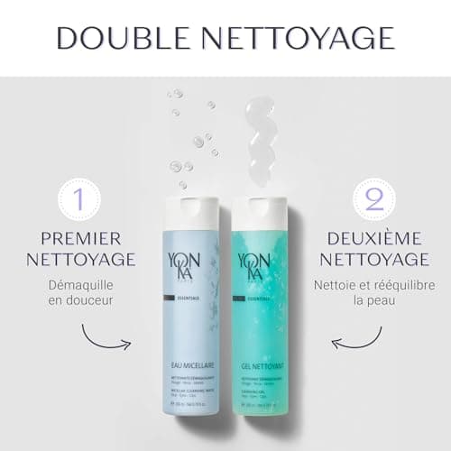 Gel Nettoyant Moussant Yonka 200ml - Visage, Yeux & Lèvres - Démaquille, Nettoie et Purifie - Tous Types de Peaux, Idéal pour les Peaux Mixtes à Grasses - Mousse Fine - 94% d'Ingrédients Naturels