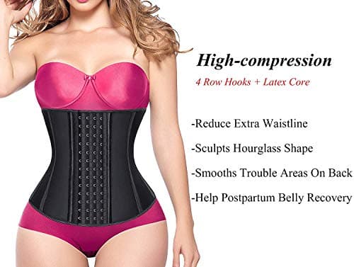 YIANNA Corset Minceur Femme Ventre Plat 4 Crochets Sport Gaine Amincissante Waist Trainer Serre Taille Bustier Amincissant Body Gainant Noir,11788 Size 3XL