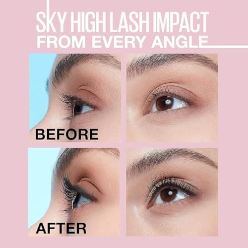 Maybelline New York - Mascara Volume et Longueur Waterproof - Sky High Waterproof – Teinte : Very Black, 7,2 ml