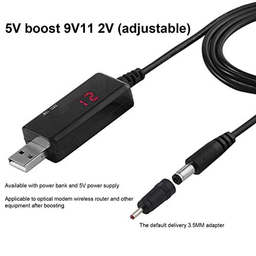 Adaptateur USB vers DC, Câble USB DC 5V Boost vers 9V 12V Câble Amplificateur de Tension 5V vers 9V 12V Convertisseur élévateur 5.5x2.1mm Câble USB vers DC Cordon de Routeur de