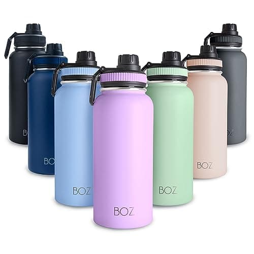 BOZ Gourde Isotherme En Acier Inoxydable 1L, Sans BPA, Isolation Sous Vide | Gourde Inox Avec Couvercle Anti Germe, Bouteille d'Eau 1 Litre pour Bureau, Sport, Voiture, Randonnée, Gym (Lavande)