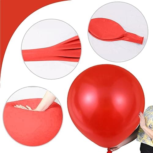 XXL Latex Ballons Rouge,36 Pouces Grand Ballon 90cm,10 Pièces Rouge Grand Ballons Ronds,Gonflable Géants Ballons pour Anniversaire,Mariage,Halloween,Noël, Evénements Fête Décorations