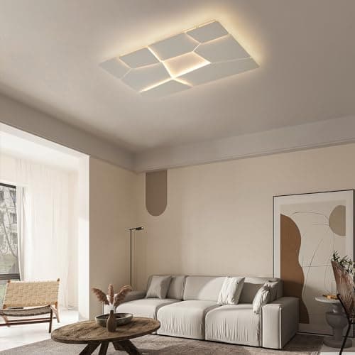 Plafonnier Led Modernes,Plafonnier De Salon GéOméTrique CréAtif, éClairage De Plafond à Intensité Variable Avec TéLéCommande,Lampe Rectangulaires 90 X 60 Cm Pour Salon,Chambre à Coucher 102W
