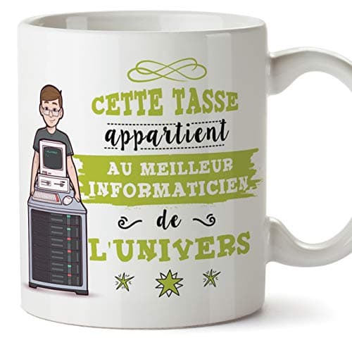 Mugffins Informaticien Tasses Originales de café et Petit-déjeuner à Donner Travailleurs Professionnels - Cette Tasse Appartient au Meilleur Informaticien de l'univers - Céramique 350 ML