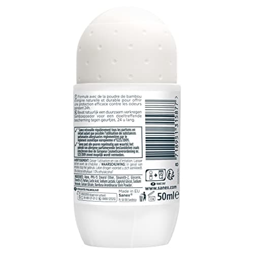 SANEX - Déodorant Respectueux de la peau - Naturel Natur Protect Invisible & Fresh Bambou Bille - Homme et Femme - Lot de 6 Unités de 50 Ml