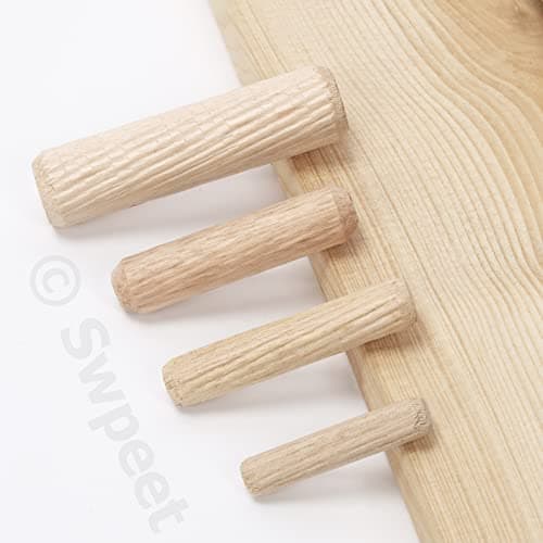 Swpeet Lot de 505 goupilles droites rainurées en bois de 4 tailles 6,3 mm, 5,9 mm, 1,27 cm avec point central cylindrique, chevilles en bois, assortiment de chevilles et chevilles de transfert