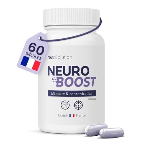 Neuro Boost par Nutrisolution - Boost Cognitif & Énergie, Vitamines B, Ginkgo Biloba, Bacopa, Acide Alpha Lipoïque, Végétalien, Fabriqué en France
