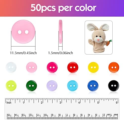 Furuising Lot de 600 Boutons Colorés, 11,5 mm à 2 Trous en Résine Boutons Ronds Bouton avec Boîte de Stockage pour Enfants Vêtements Couture Artisanat Ornements et Bricolage Ornement Fait à la