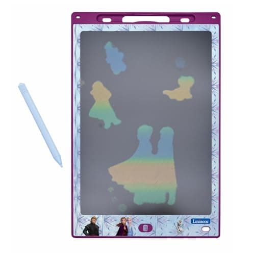Lexibook, Ardoise Magique La Reine des Neiges, Jouet Artistique et créatif pour Filles et garçons, Format A4 avec dessins multicolores, Violet/Bleu, CRT10FZ