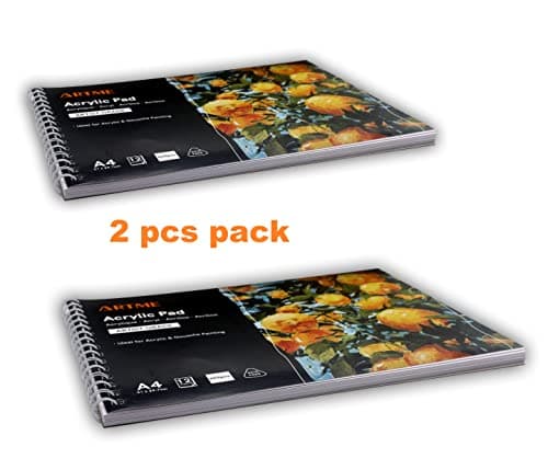 Artme Blocs de Papier Acrylique A4 x 12 Feuilles 400g très épais - Carnet de Croquis ou à Dessin pressé à Froid, sans Acide – Supports Humides et Secs - Peinture Acrylique et Gouache (2 pièces)