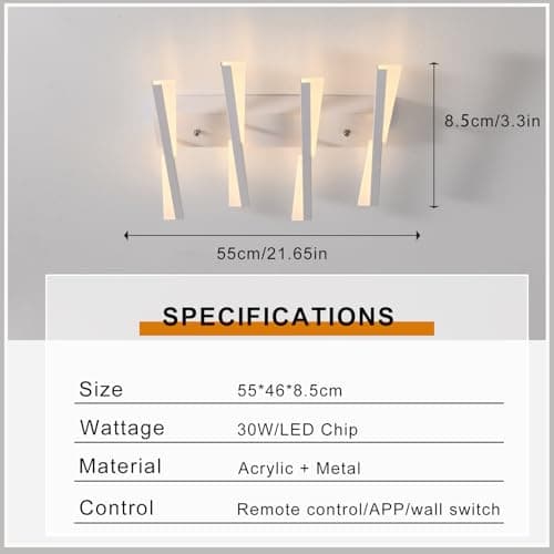 GWYAJTU Plafonnier LED, Luminaire Plafonnier Dimmable 3000K-6000K Moderne, Lustre avec Télécommande APP pour Chambre À Coucher, Salon, Salle À Manger, Bureau-White
