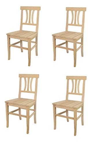 t m c s Tommychairs - Set 4 chaises Artemisia pour Cuisine, Bar et Salle à Manger, Robuste Structure en Bois de hêtre Poli, Non traité, 100% Naturel et Assise en Bois