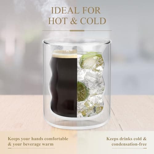 CPROSP 4 * 400ml Tasse à Café Double Paroi, Verre à Double Paroi pour Café Latte avec 4 Cuillère + 4 Sous-Verre, Tasses à Café en Cristal Résistantes à la Chaleur