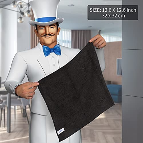 MR.SIGA Lot de 12 Chiffons de Nettoyage, Serviettes en Microfibre Tout Usage, Torchon de Nettoyage, Taille 32 x 32 cm, Noir