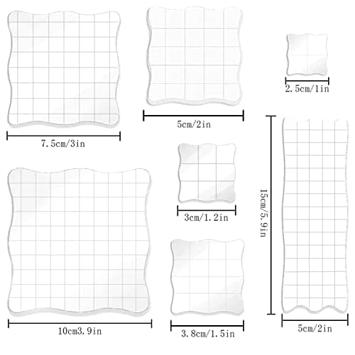 YXHZVON 7 Pièces Bloc Acrylique pour Tampon, Les Blocs de Timbre Décoratifs en Acrylique Transparent avec des Lignes de Grille pour Le Scrapbooking Bricolage D'artisanat