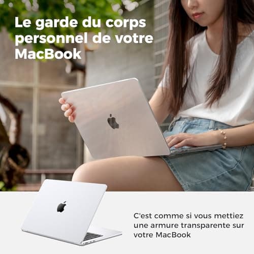 EooCoo Coque Compatible avec MacBook Air 13.6 Pouces M2 M3 A2681 A3113, 2022 2024 Release avec Touch ID, Protection Coque Rigide en Plastique pour MacBook Air 13,6" M3 M2 - Transparent Cristal Clair