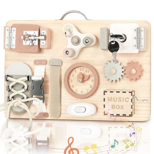 Joyreal Montessori Busy Board - Jeux Montessori 1 2 3 Ans Planche Activité Jouet Montessori Tableau Activité Sensoriel Parcours Motricité Fine Cadeau pour Fille Garcon