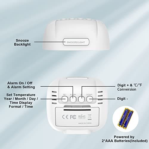 HOMVILLA Réveil de Voyage, Horloges Numériques LCD Portable avec Température, 12/24H, Fonction de Répétition, Rétro-éclairage et à Piles pour Voyages, Chambre, Bureau (avec Batterie,S