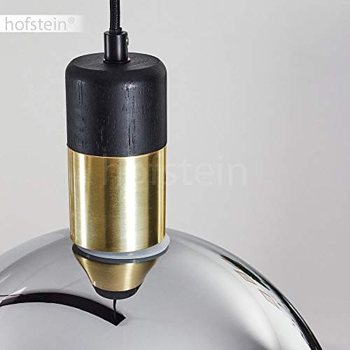 Suspension Tuvalu en métal noir et verre chromé, élégante suspension retro-moderne idéale au dessus d'une table vintage, hauteur max. 160 cm, pour 3 ampoules E27, ampoule(s) non incluse(s)