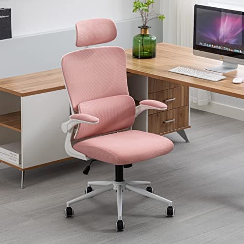 LIYURUI Chaise de Bureau Ergonomique, Chaise de Bureau avec Hauteur et Appui-tête réglables, Support Lombaire, Maille Respirante, accoudoirs rembourrés, Chaise Inclinaison à 125°, pivotante à 360°