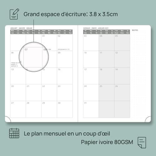 POPRUN Agenda 2025 Semainier (17 Mois: Août 2024 - Déc 2025) 22 x 16,5 cm Couverture Rigide Agenda Scolaire 2025 avec Intervalles de 30 minutes, Papier Certifié FSC® - Rose Clair