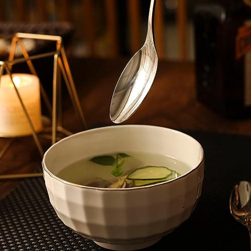 CAOPAOTI Ensemble couverts de table 24 pièces, Service de couvert acier inoxydable pour 6 personnes, Set ménagére avec steak couteau et fourchette cuillère, passe au lave-vaisselle et poli miroir