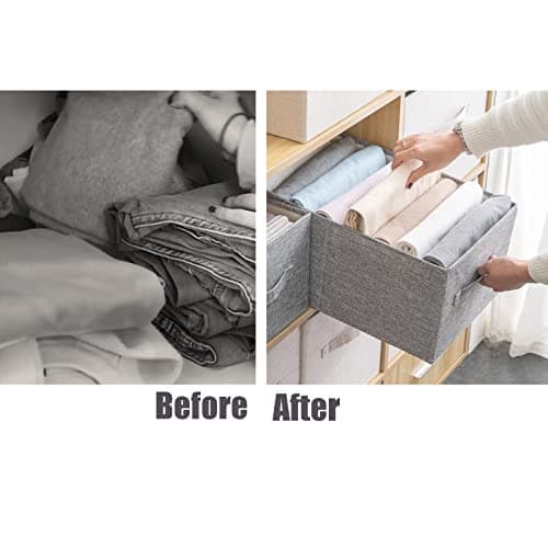 OVAKIA Organiseurs de Tiroir en Tissu, Lot de 4 Boîte de Rangement Vetement Pliables pour Rangement de Penderie, pour Vêtements Pantalons Chaussettes (Gris)