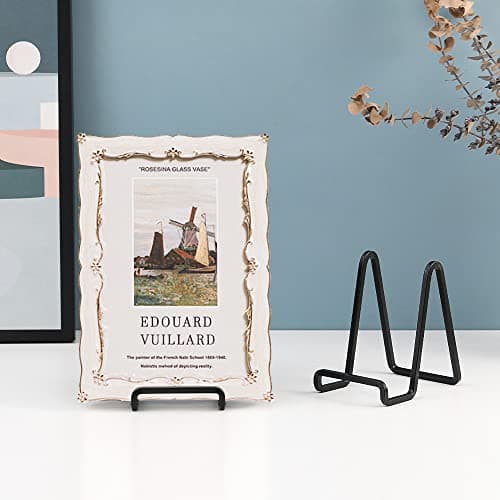 Chevalet Support Presentoir Porte Assiette - 4.5 Pouces Metal Support Assiette Decorative - Support Cadre Photo de Table - Présentoir de Fer pour Plaque | Livre Cuisine | Carte Postale | Art - Noir