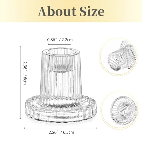 Hewory Lot de 20 bougeoirs en verre pour bougies piliers, bougies votives modernes nervurées pour décoration d'intérieur, fête de Noël