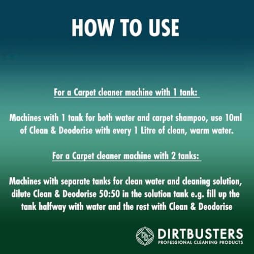Dirtbusters Nettoyant Désodorisant Professionnel Concentré 3 en 1 pour Tapis Tissus - Neutraliseur d’Odeur, Parfum Huiles Essentielles, Shampooing des Moquette Machines Lavant par Extraction, 5L