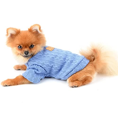 PAIDEFUL Tricoté Chien Chaud Pull Chihuahua Chandails Mode Blé Oreille Tissage Pull Tricots Pull Vêtements d'hiver pour Chiot Petits Animaux Chat Automne Temps Froid Porter Bleu Clair XL