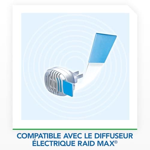 Raid Max Recharges Diffuseur Electrique Plaquettes - Anti-Moustiques et Moustiques Tigres - Protection Efficace - Sans Parfum - 30 Recharges