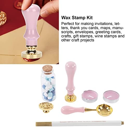 Kit de Cachet à la Cire, Comprenant Un Tampon à Cire + Un Chauffage + Une Cuillère, kit de Cachet à la Cire pour Les Enveloppes de Noël Vintage, Les Lettres, Le Courrier et l'Artisanat