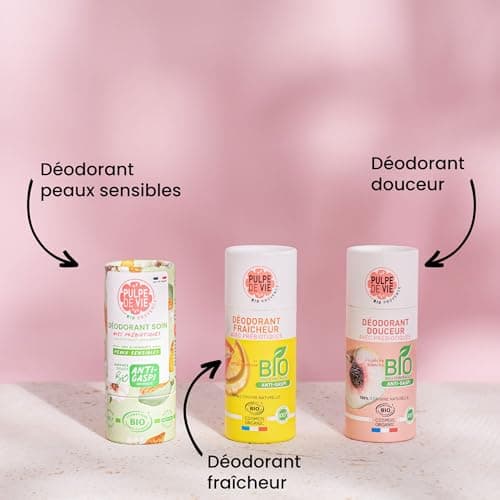 Pulpe de Vie - Déodorant Certifié BIO Wonder Bras 55g - Anti-gaspi ! Pamplemousse - Protection Naturelle - Sans Produits Toxiques - Zéro Déchet