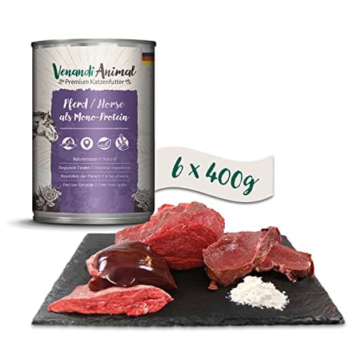 Venandi Animal Pâtée Premium pour Chats, Cheval Seule Source De Protéine, Pâtée, sans Céréales Et À L’état Naturel, Lot De 6 (6 x 400 g)