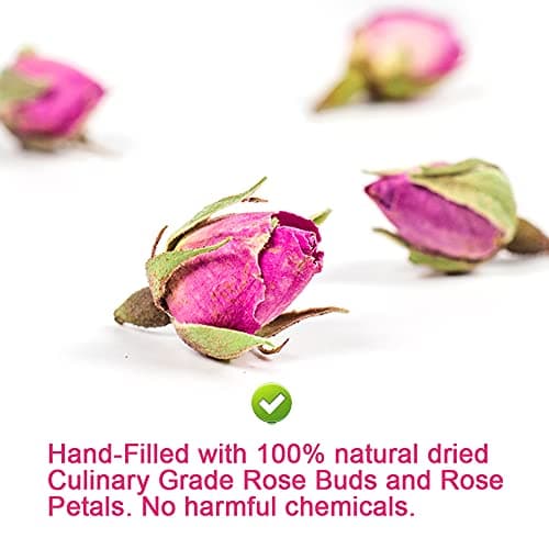 Plant Gift France Rose Buds, 50G/1.76oz 玫瑰 France Boutons de Rose, Pétales de Rose Rose, Tisane de Rose Douce, Anti-Stress et Magique, Soutien Immunitaire, Sans OGM, Sans Caféine