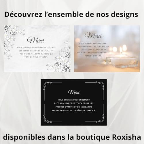 Lot de 75 Cartes + 75 Enveloppe Blanches - Cartes Remerciement Deuil - Condoléances Décès Obsèques ou Enterrement - Papier Mat de Qualité Format Carte Postale (14,8 X 10,5 cm) - Design Sobre & Élégant