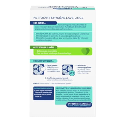 Dr. Beckmann Nettoyant & Hygiène Lave-Linge | Désinfecte et élimine durablement les mauvaises odeurs | 250g (lot de 1)