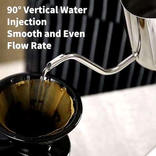 Cafetière à Bec Long et étroit 350 ML, Petite Bouilloire à Col de Cygne à Oreilles Fines Suspendues en Acier Inoxydable pour Usage domestique(Argent)