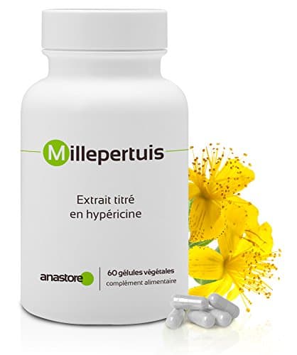 MILLEPERTUIS * 230 mg / 60 gélules * Extrait Titré en Hypéricine * Cerveau, Digestion (troubles gastro-intestinaux), Équilibre émotionnel * Fabriqué en France